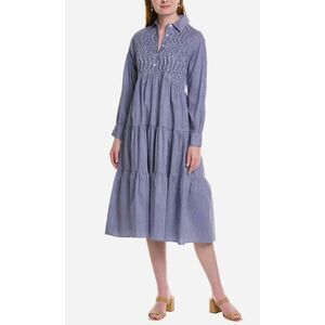 Duffield Lane Blue Stripe Stephanie Midi Dress Size Small New